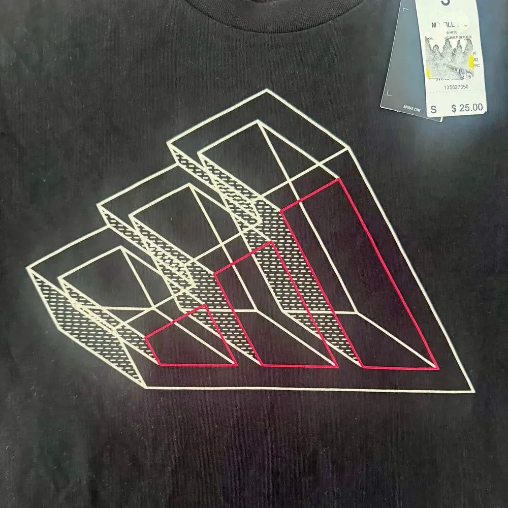 adidas Logo Tech Outline Graphic Tshirt Mens Small NEW JJ3866 black